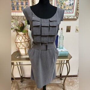 SANDRA DARREN Gray Classic Midi Sheath Dress Size 14W Tailored Vintage-Style